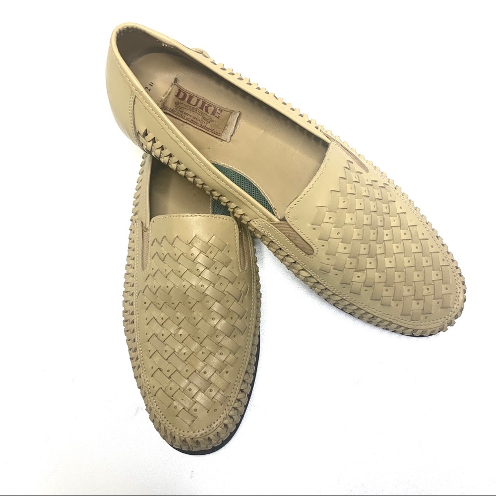 Haband “Duke” mens tan basket weave slip on loafer